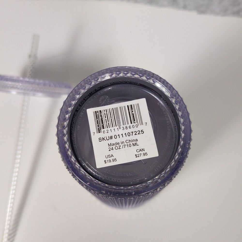 2019 Starbucks Metallic Silver Platinum Studded Cold Cup Tumbler 24 oz Lid Straw - Picture 7 of 7